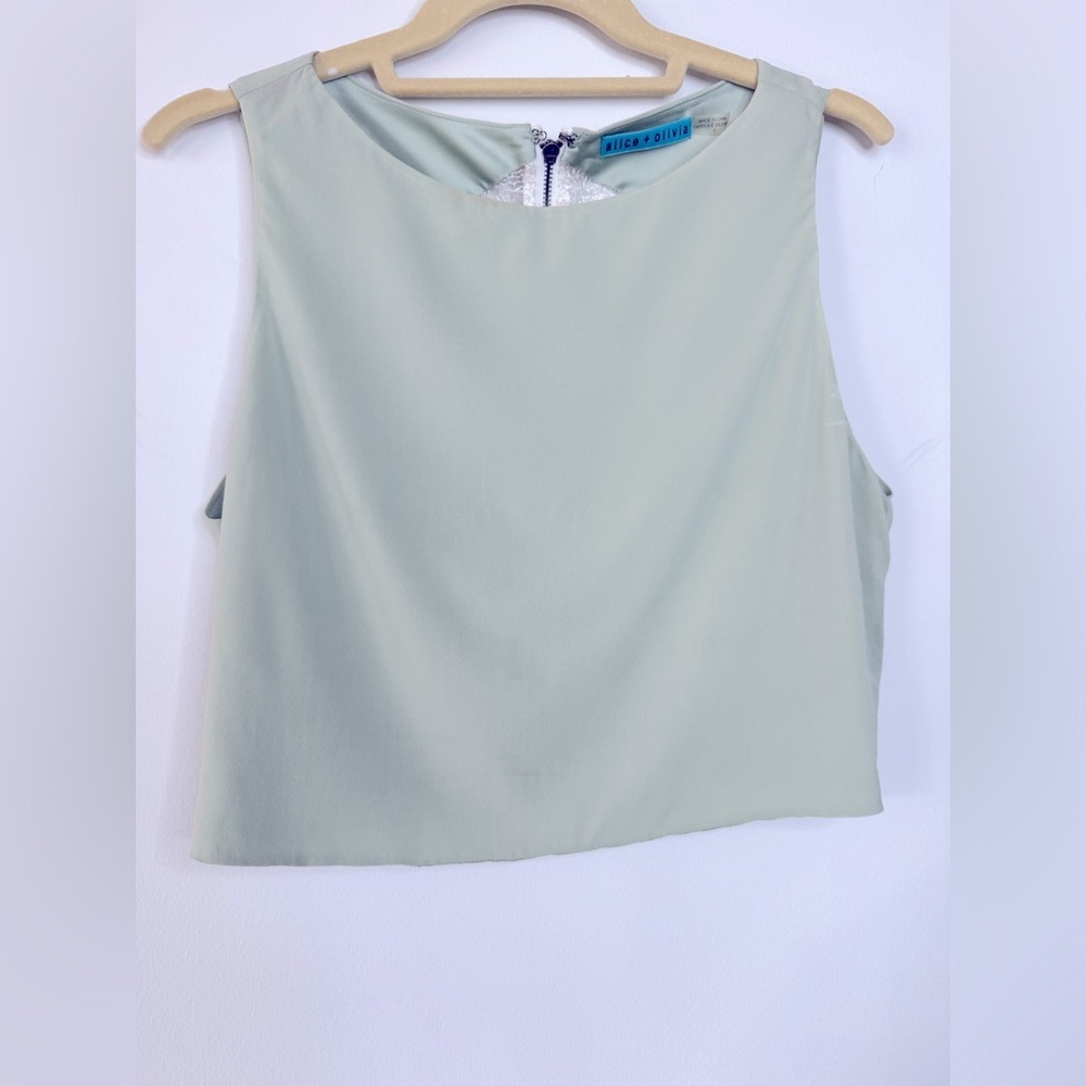 Alice + Olivia Sleeveless Top – Mint Green with Lace Back – Size 8